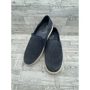 Olukai Kahu Shoes Mens Size 8.5 Blue Denim Slip‎ On Casual Comfort Rubber Sole
